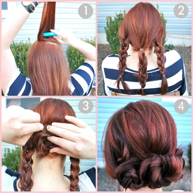 easy hairstyle braided hair updo