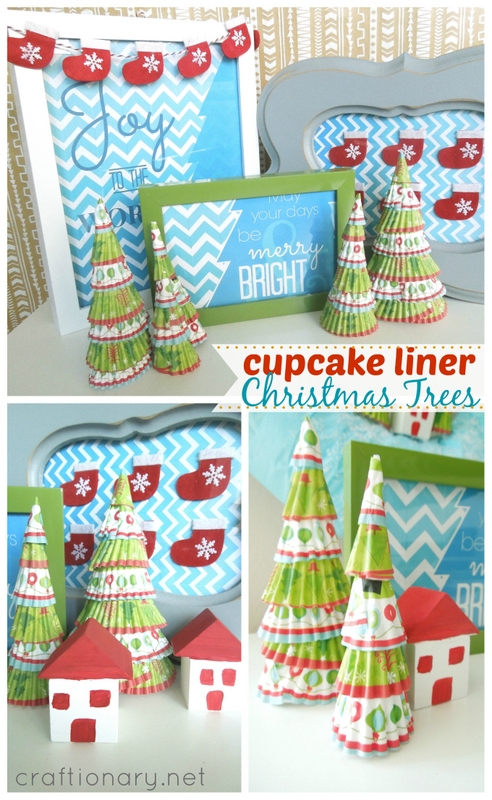make cute cupcake liner Christmas trees