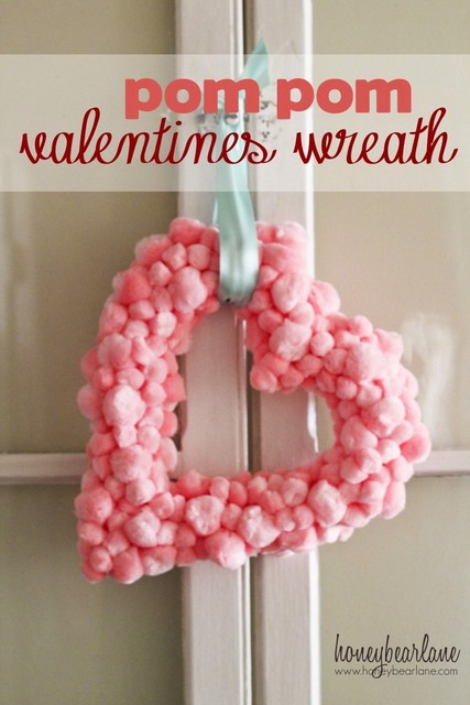pom pom heart valentines day wreaths