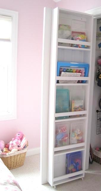 built-in closet door bookcase