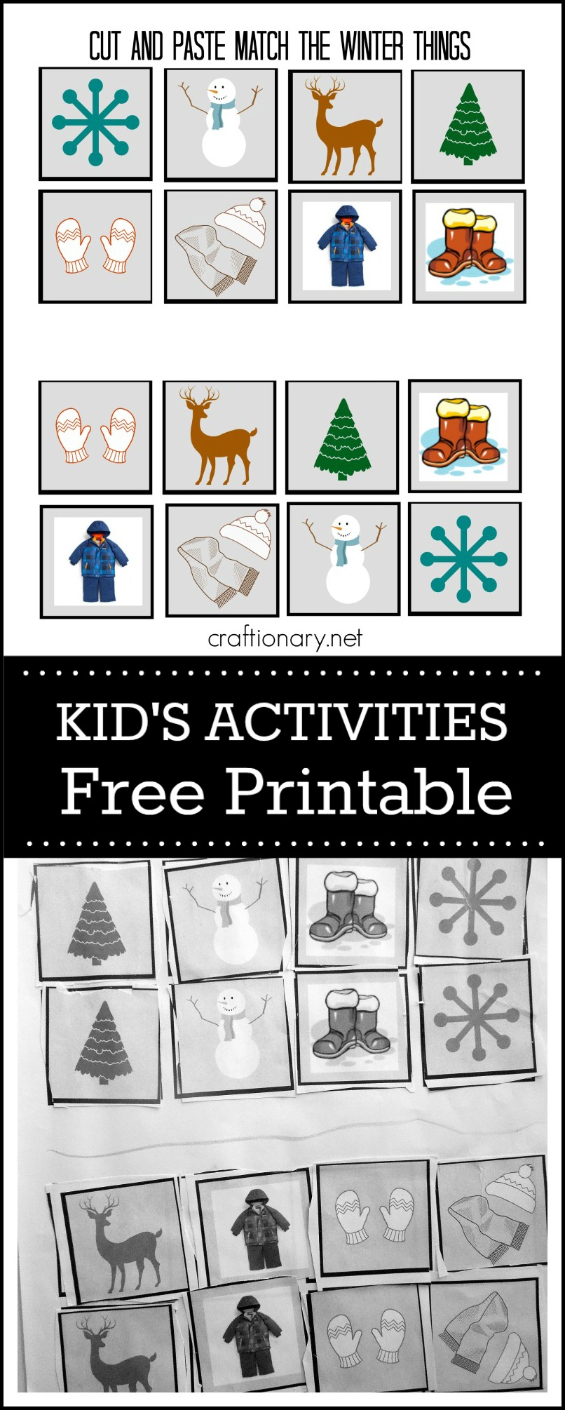 Winter Matching Free Printable (Cut and Paste) Craftionary