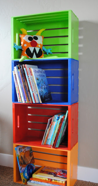 DIY crate books organizer