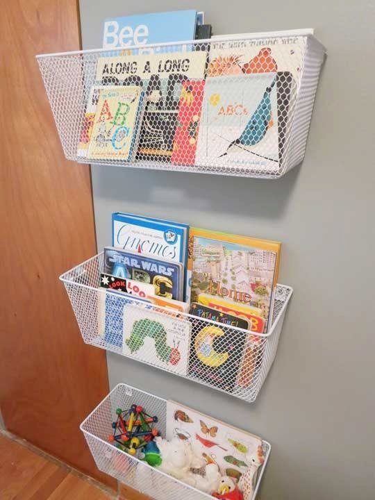 wire baskets books storage