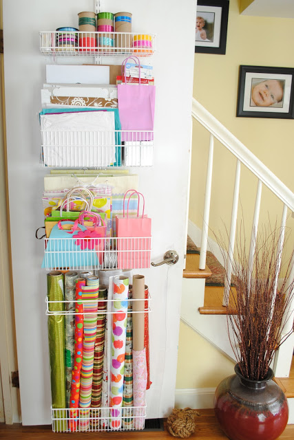 Gift wrapping guide - wrapping station on closet door