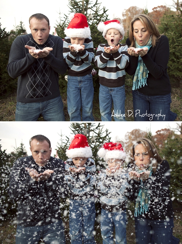 blowing snow family photo