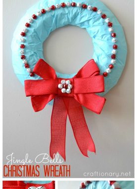 Blue Jingle bells wreath for Christmas tutorial
