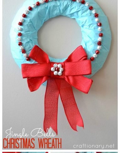 Blue Jingle bells wreath for Christmas tutorial