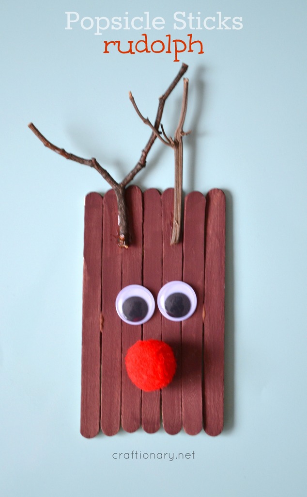 Popsicle sticks Rudolph - the reindeer at craftionary.net