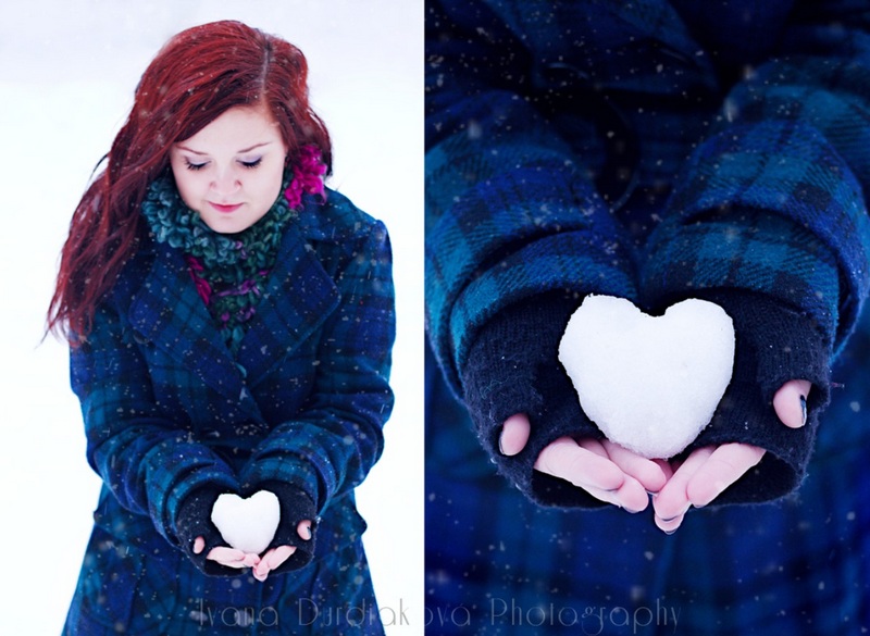 Snow heart photo idea for family and kids