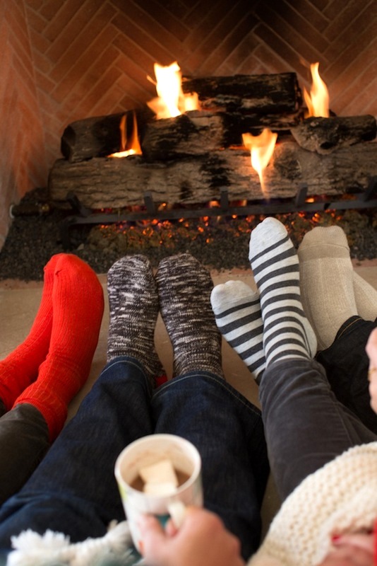 Cozy family near fireplace - Snow photo ideas