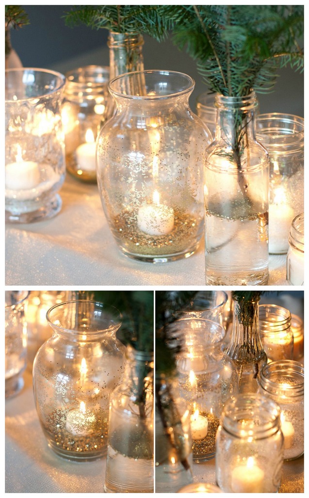 Glitter vases candle holder