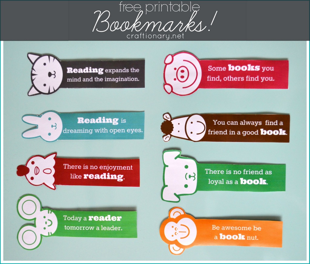 Free kids bookmarks printable