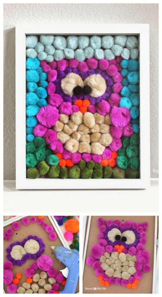 DIY-pom-pom-owl-art