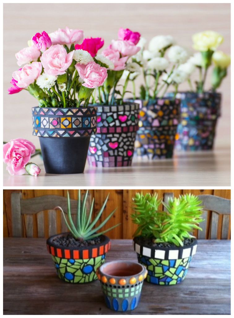 Mosaic terra cotta pots