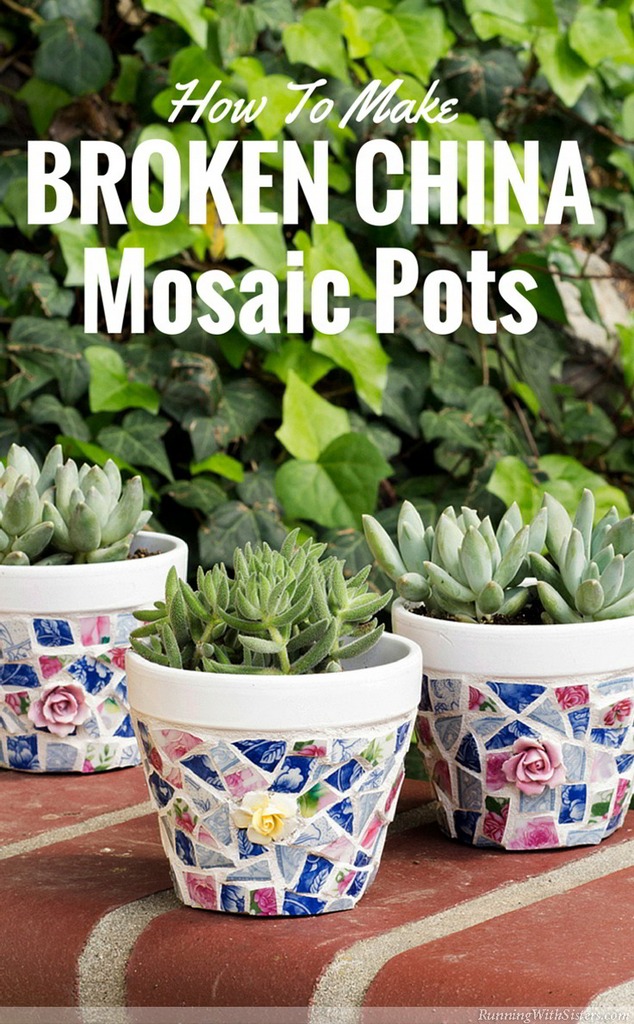 Make broken china mosaic pots