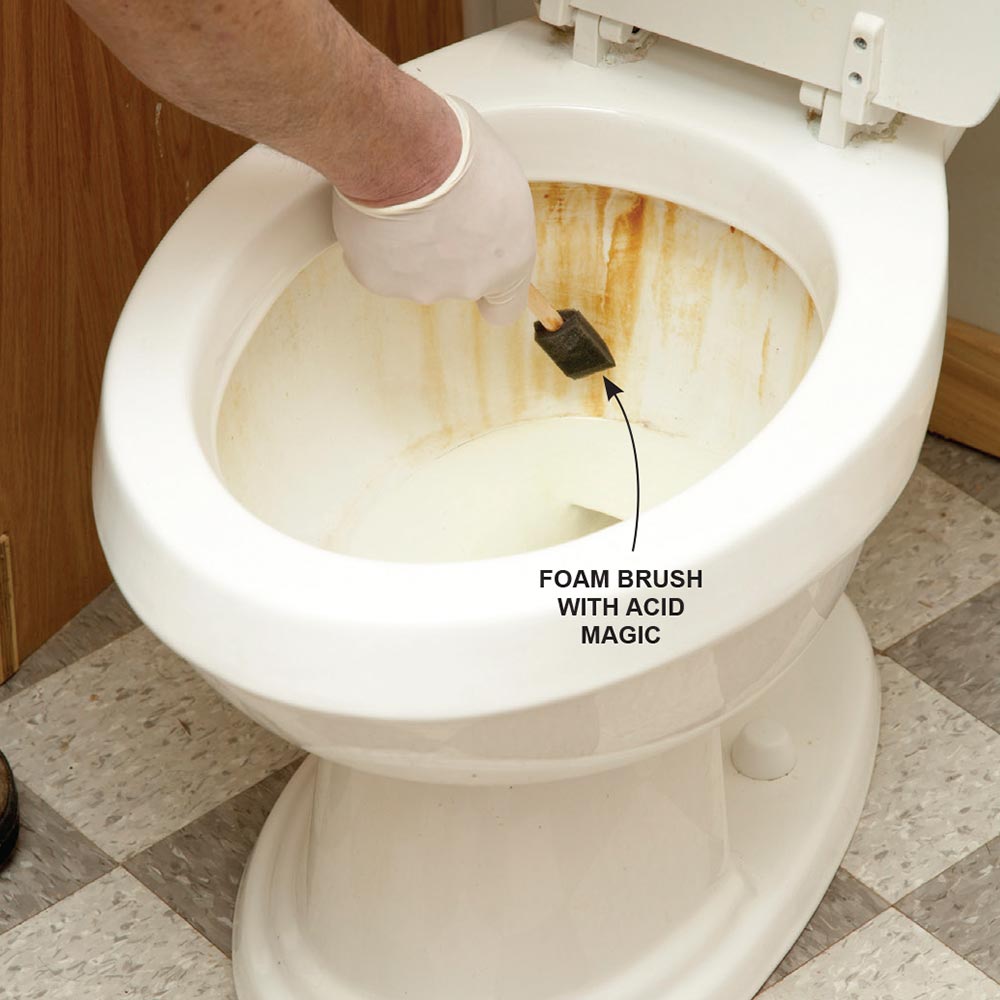 remove tough rust stains from the toilet