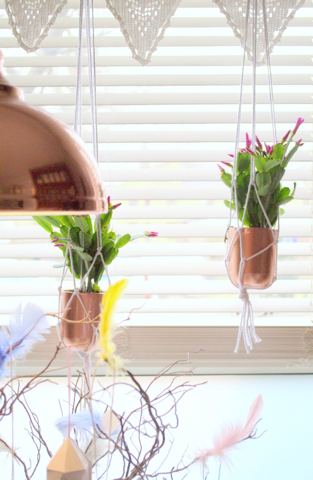 Copper Macrame Hanging Planter