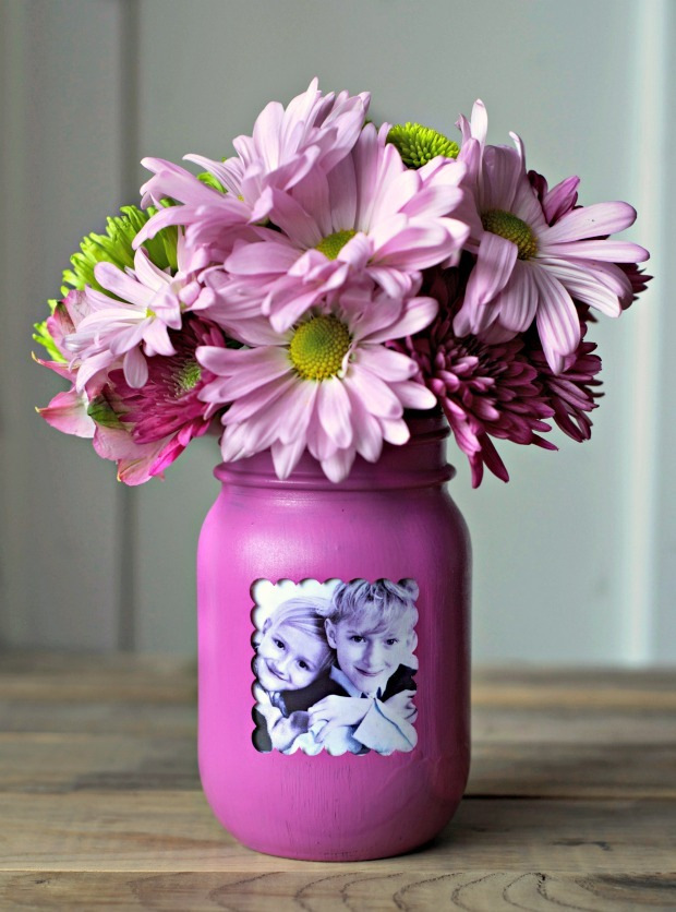 Mason Jar Photo Vase