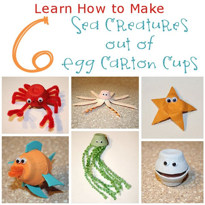 Sea Creatures out of Egg Carton Cups