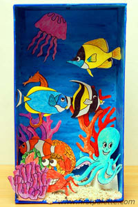 diorama habitat of sea creatures