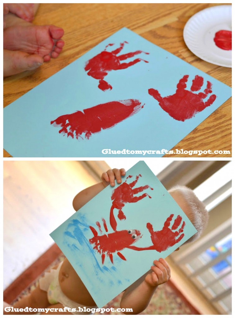 Hand print sea animal kids craft