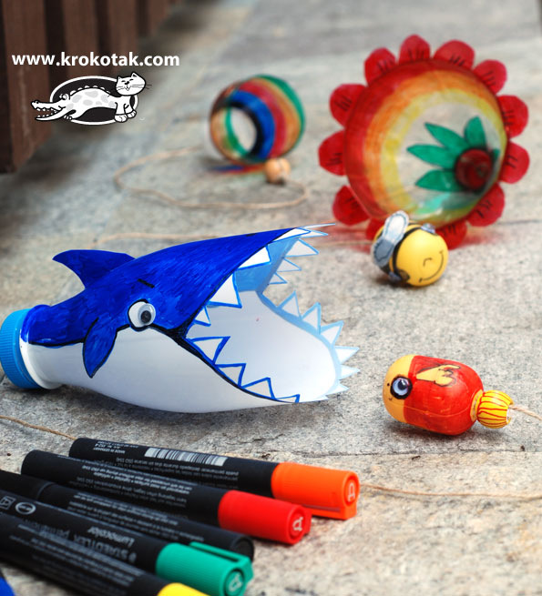 plastic bottle shark game