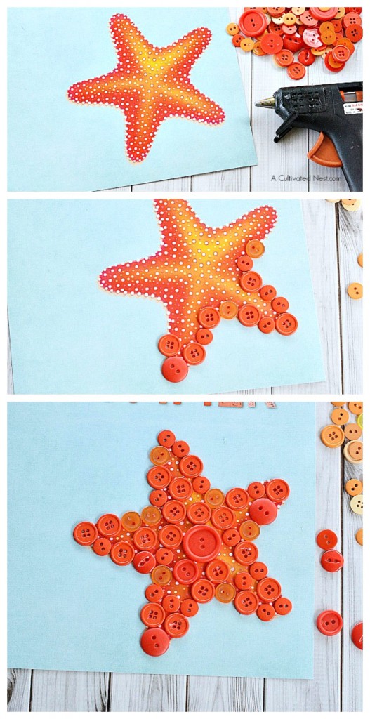 Starfish button kids carft