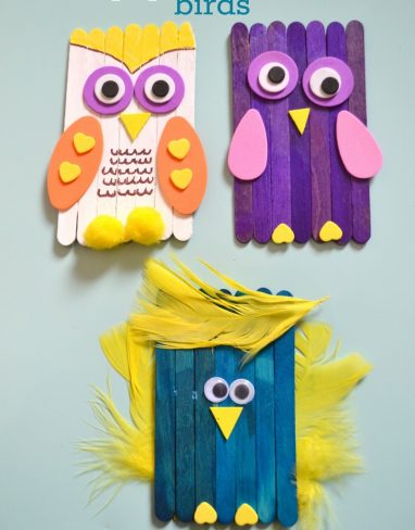 DIY bird craft using popsicle sticks