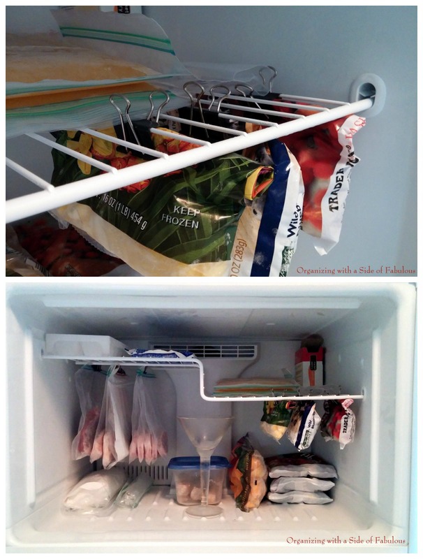 binder clips freezer organization