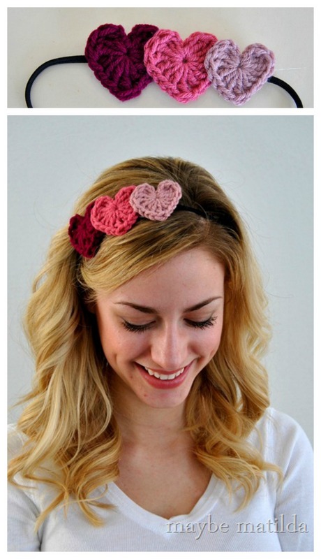 Crochet heart headband hairstyle