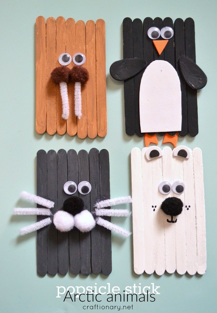 Popsicle sticks arctic animals