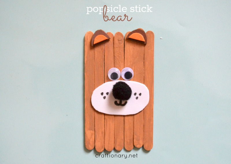 popsicle sticks animals - bear craft