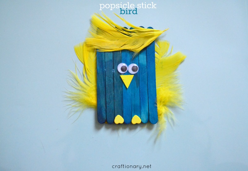 Popsicle sticks bird craft