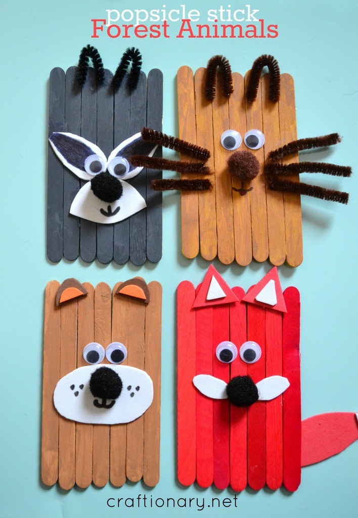 popsicle sticks crafts forest animals