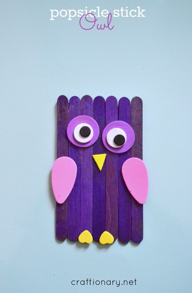 Popsicle sticks owls