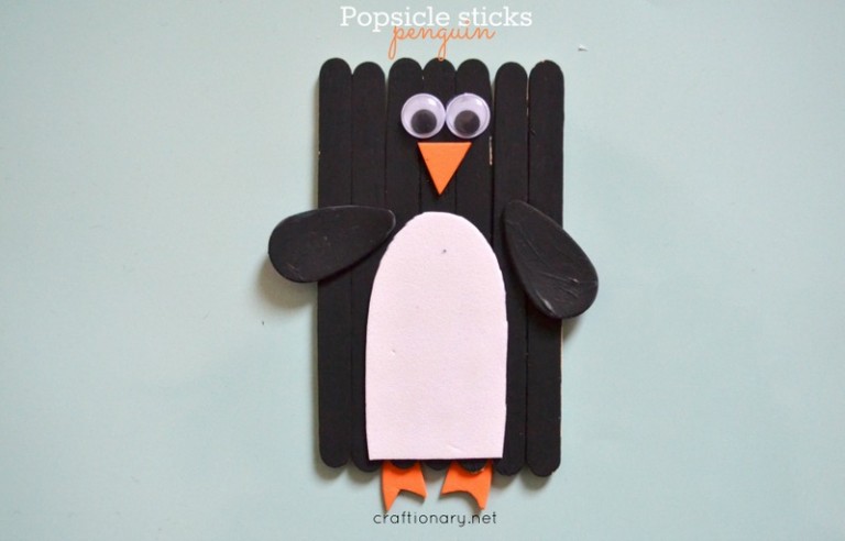 Popsicle Sticks Penguin Craft - Craftionary