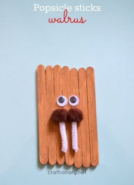 Popsicle sticks walrus craft for winter