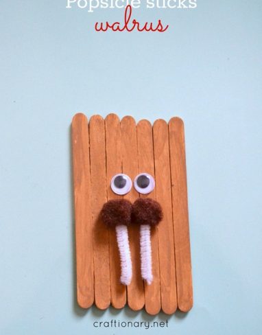 Popsicle sticks walrus craft for winter