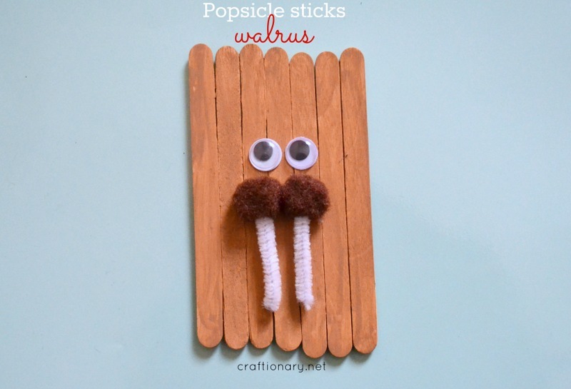 popsicle sticks walrus craft for kids