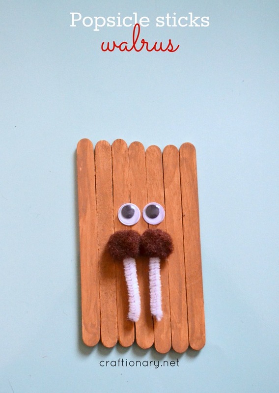 Popsicle sticks walrus craft