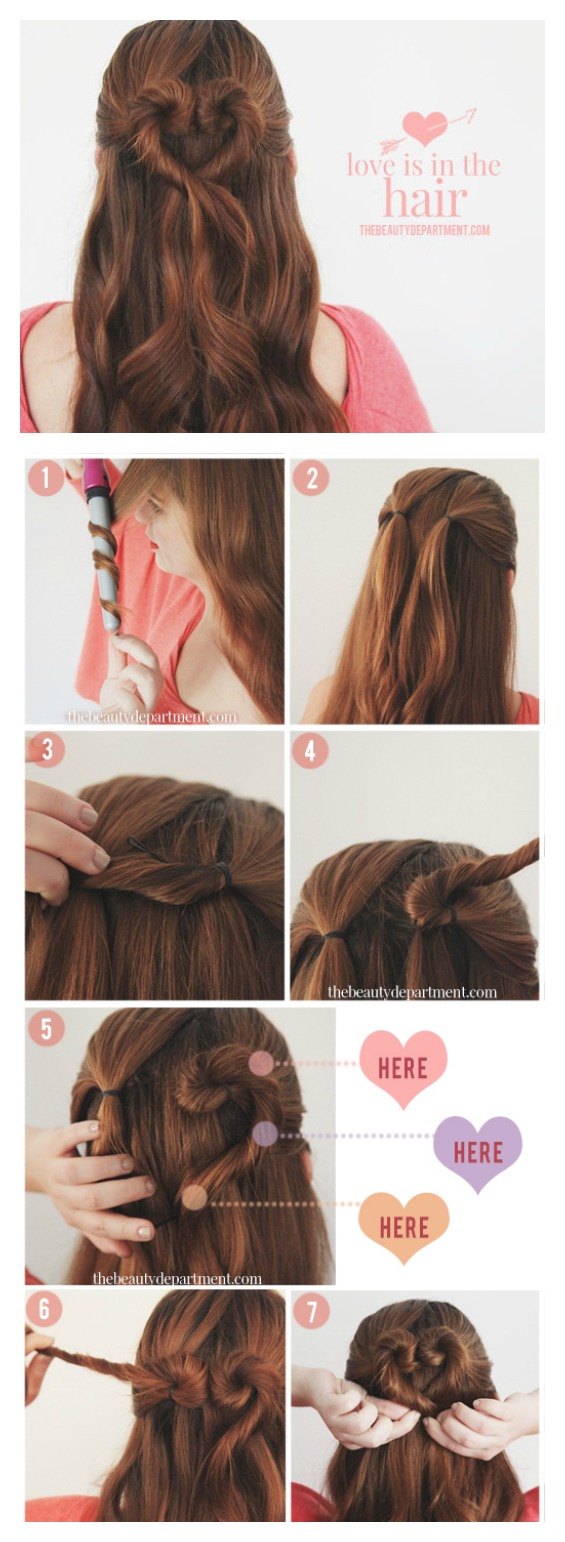 Twist heart hair bun how to