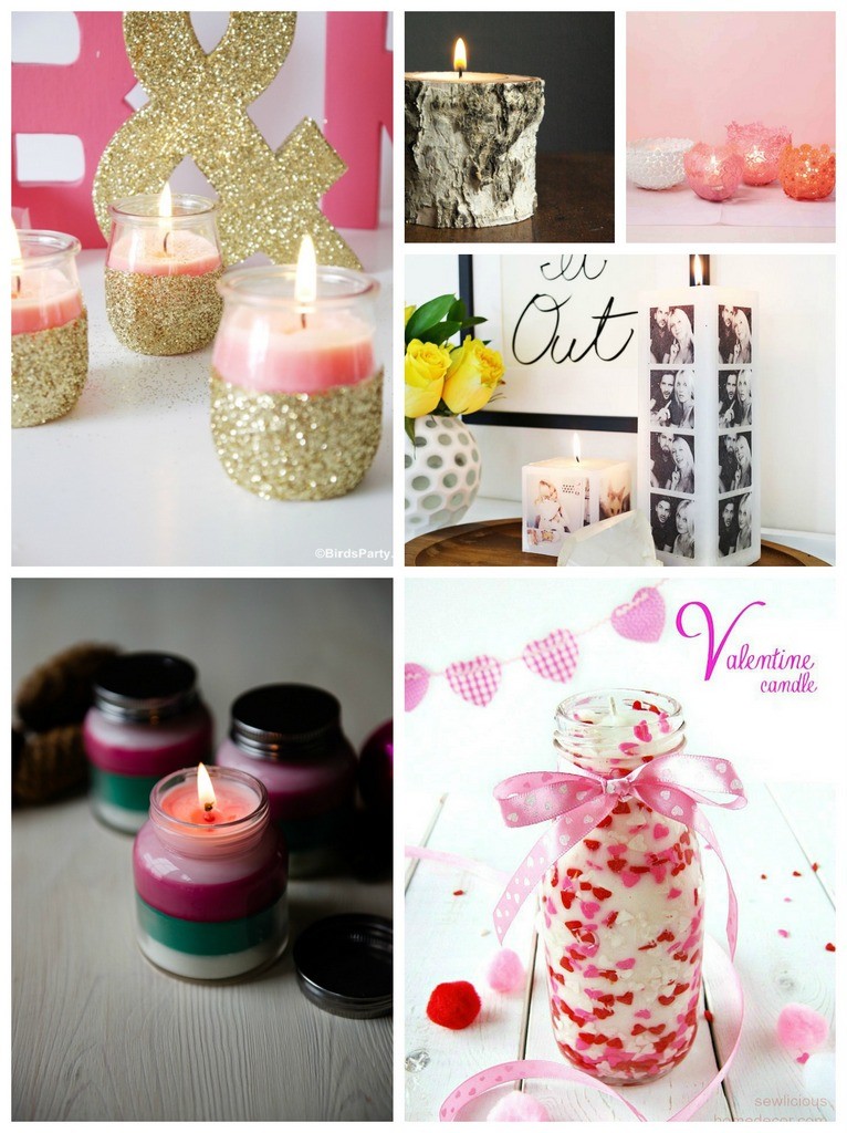 DIY Pink Candles and Glitter Candle Holders - Party Ideas