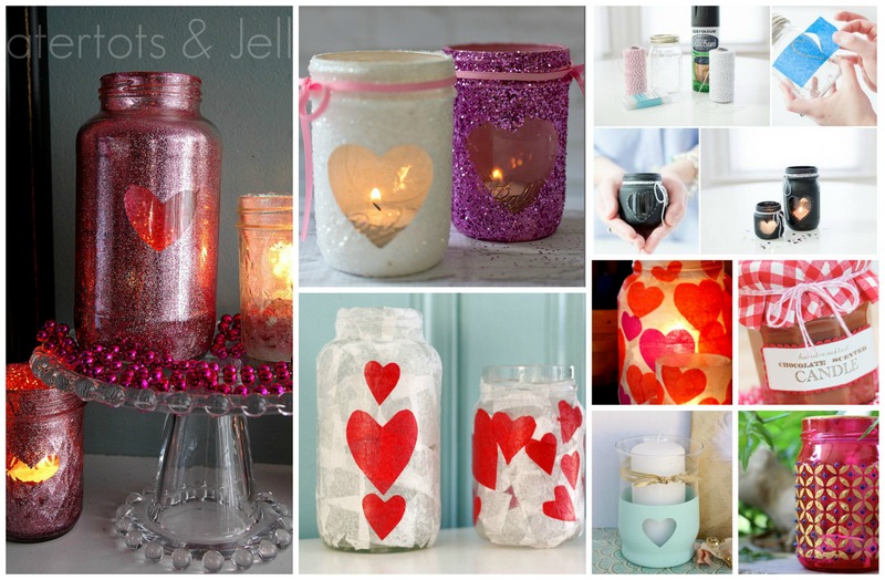 Valentines day mason jar candles