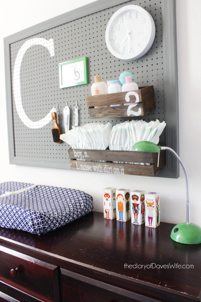 changing station pegboard