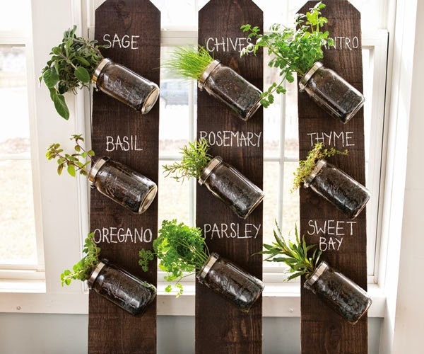 vertical mason jar herb garden