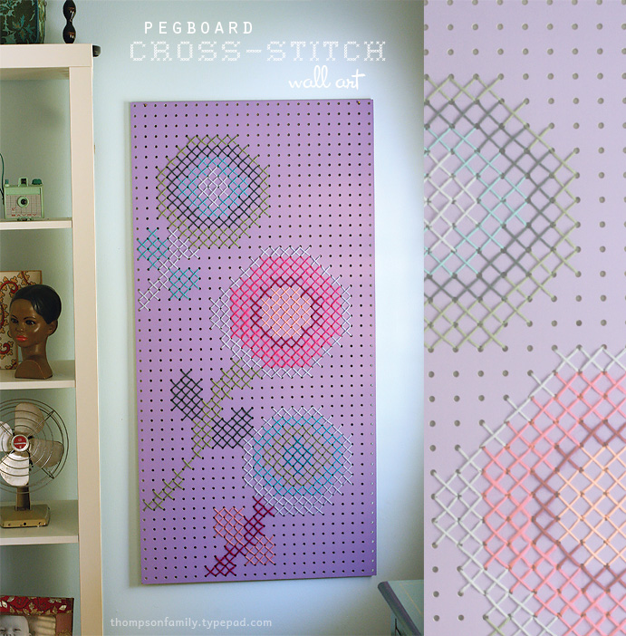 cross stitch peg board DIY art