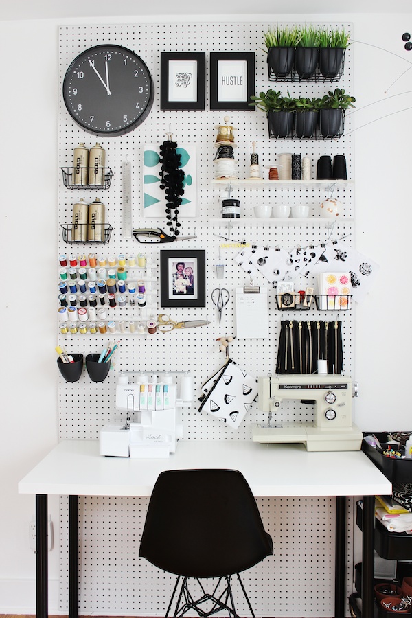 pegboard workspace wall