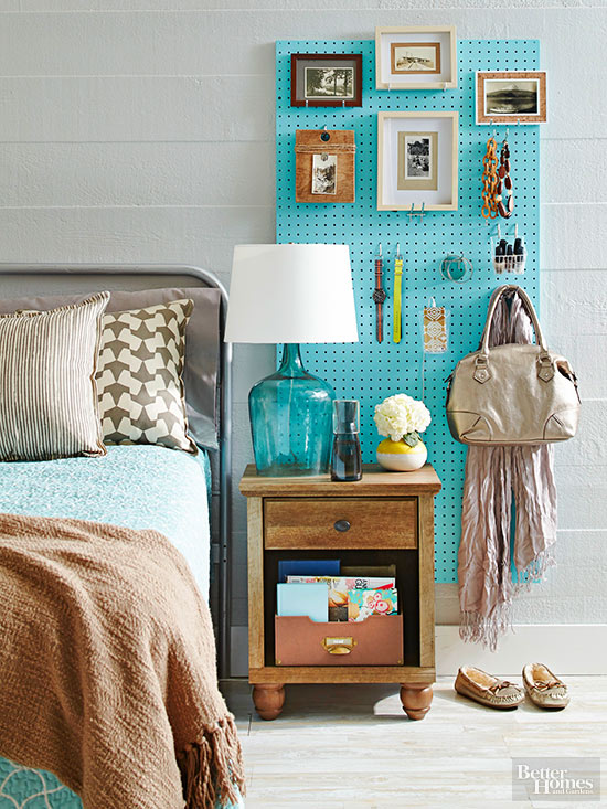 nightstand pegboard idea