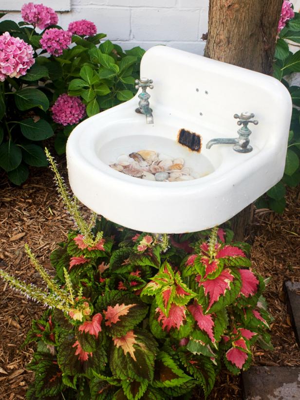 old sink bird bath