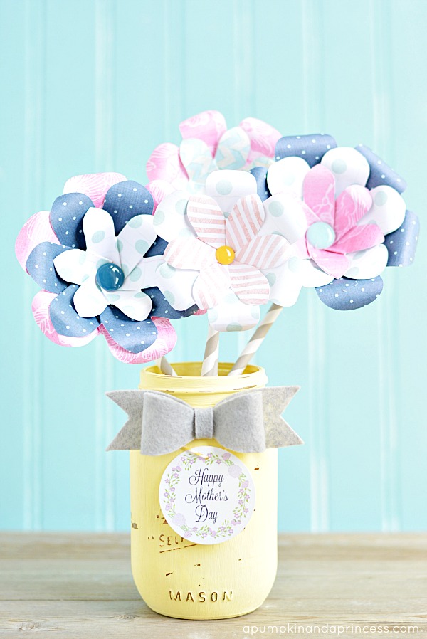 paper flower mason jar vase Mothers day gifts